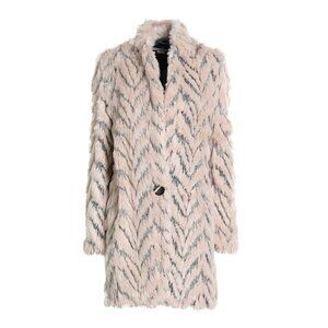 Stella McCartney One-Button Jacquard Eco-Fur Coat